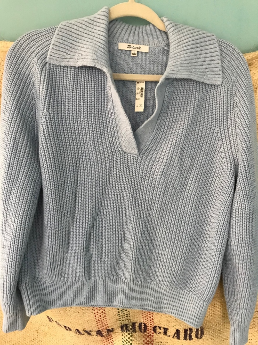 Madewell pale blue cotton & cashmere sweater